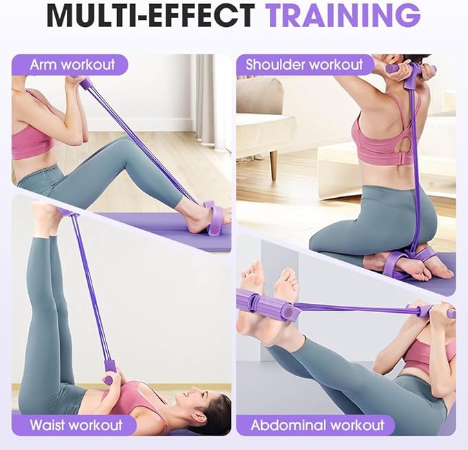 21 Fitness Resistance Bands-4 Tube Pedal Ankle Puller, Elastic Yoga Pedal Puller Resistance Band, Stretching Bands for Arm and Leg Workouts Abdomen, AB Training Auxiliary Device for Women Men-FlexoryFit