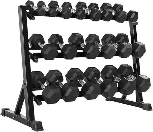 550LB 450LB 350LB Dumbbell Set with Rack Rubber Hex Weights for Home Gym Durable Construction Convenient Storage Space Saving Design Complete Weight Set Barbell Coated for Exercise Training-FlexoryFit