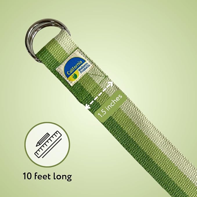 California Yoga Strap | Yoga Belt with Safe Adjustable D-Ring Buckle for Pilates | Stretching Strap | Exercise Bands | Physical Therapy | Improves Sitting Posture-FlexoryFit