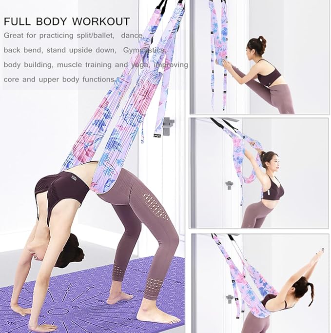 TOCO FREIDO Waist Back Leg Stretch Strap/Yoga Fitness Band, Leg Stretching Assist Trainer, Yoga Stretcher, Back Bend Split Inversion Strap for Fitness, Dance, Ballet, Gymnastics-FlexoryFit