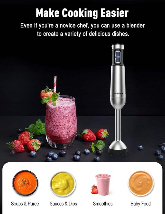 1000W Powerful Immersion Blender handheld, 2025 New Update Hand Blender with 25-Speed, Scratch-Resistant Corded Hand Mixer with Heavy-Duty Copper Brushless Motor and Gift Box-FlexoryFit