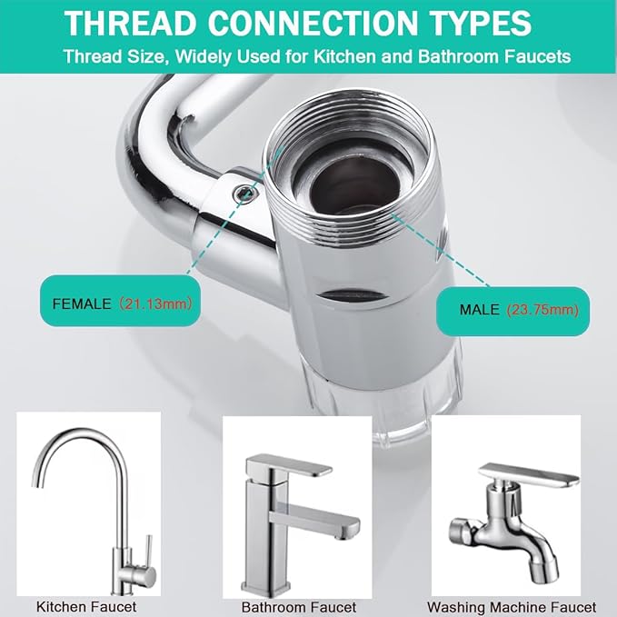 Water Filter for Sink- Faucet Extender-Rotatable Faucet Aerator-10pcs Cartridges,1080° Swivel Faucet Extender for Kitchen & Bathroom Sink,360° Rotating 2-Mode Swivel Aerator, Chrome