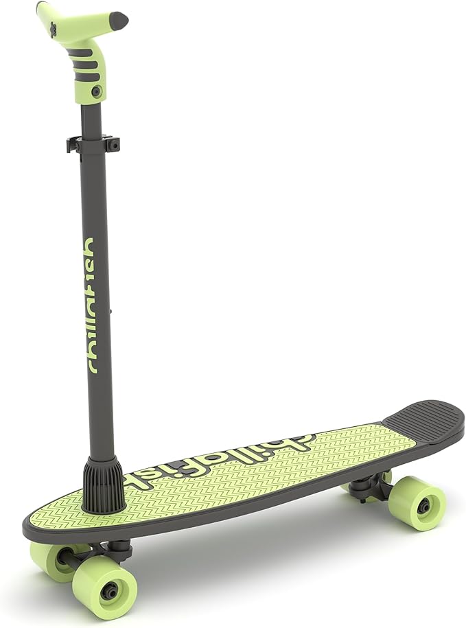 Chillafish Skatieskootie Customizable Training Skateboard and Lean-to-Steer Scooter with Detachable Stability Handlebar, Ages 3+-FlexoryFit