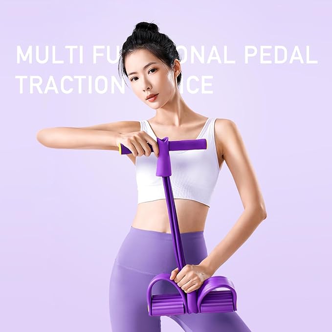 6 Tube Pedal Ankle Puller with 8 Shape Resistance Band, Fitness Resistance Bands for Women, Exercise Bands with Handles, Workout Bands for Abdomen, Waist, Leg, Hip-FlexoryFit