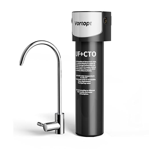 0.01μm Under Sink Water Filter System - NSF/ANSI 42 Certified Water Purifier,19000 Galloons Large Flow Flux,Reduces PFAS,PFOA/PFOS,Chlorine,Bad Odors,Retains Mineral Material,Q6-UF