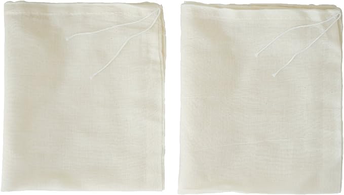 Reusable Cheesecloth Bags, 100% Cotton Fine Mesh Strainer for Cold Brew Coffee, Nut Milk, Tea & Juice - Large (2 Pack)