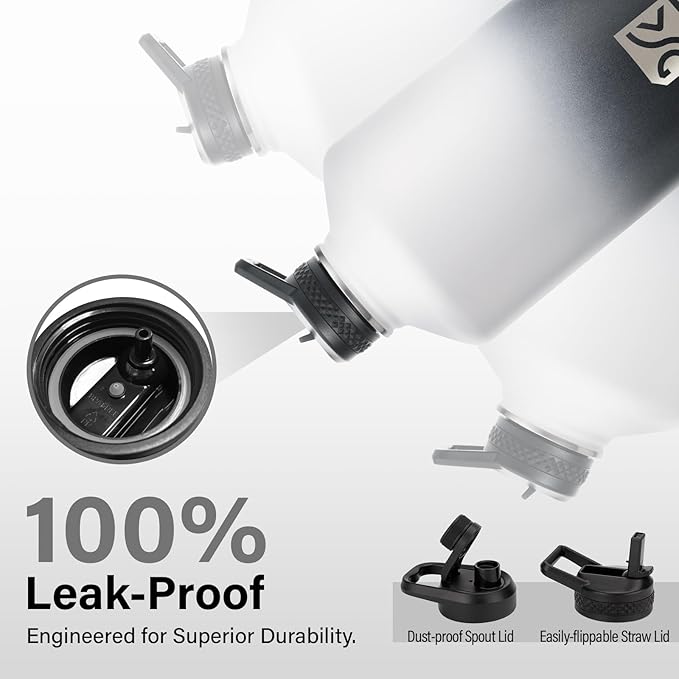 1 Gallon Water Bottle Insulated | Thickened Stainless Steel Vacuum Metal Water Jug | Portable Sports Large for Gym and Hiking with Straw, Carrier Bag, Handle Strap | BPA-Free 128 oz-FlexoryFit