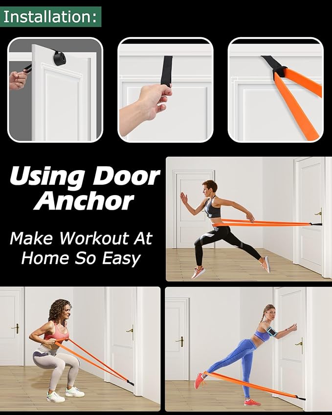 Zacro Resistance Bands, 6 Resistance Levels Pull Up Assistance Bands, Exercise Bands for Men&Women, Heavy Duty Resistance Band Set with Door Anchor, for Working Out, Muscle Training, Physical Therapy-FlexoryFit