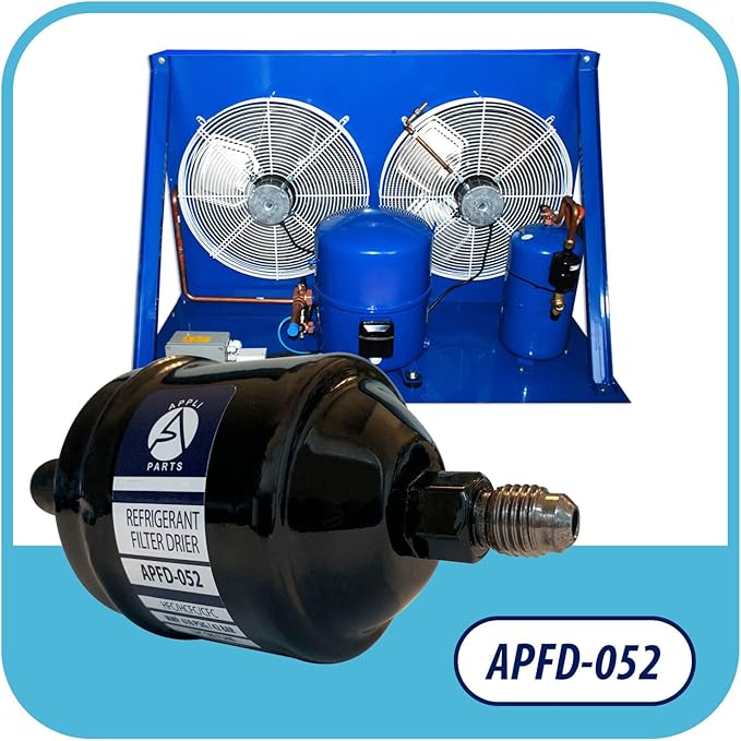 Appli Parts APFD-052 1/4 in Liquid Line Refrigerant AC Filter Drier hvac Refrigeration 052 SAE Flare connection universal unidirectional 4-1/2 in long 2 in wide