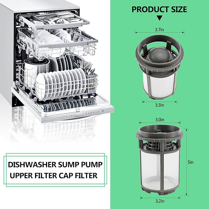【Upgraded】 W10872845 Dishwasher Pump Filter Cup Assembly Replacement for Amana Kenmore Whirlpool Dishwasher Replace 8579307, W10056425, W10056426, W1005642, AP6030094 by Cenipar