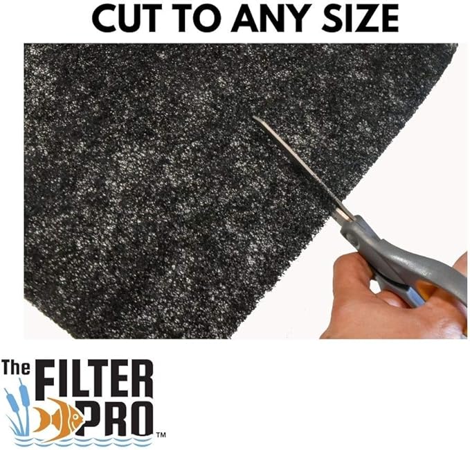 Black Coarse Filter Media, 1.25" Thick, 12" x 12" Pads, 2 Pack, Perfect for Aquariums, Ponds or Water Gardens, Made in USA