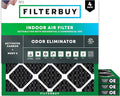 Filterbuy 25x25x1 Air Filter MERV 8 (MPR 700) Odor Eliminator Replacement (4-Pack), Electrostatic Pleated HVAC AC Furnace Filters w/Activated Carbon, Made in USA (Actual Size: 24.50 x 24.50 x 0.75)