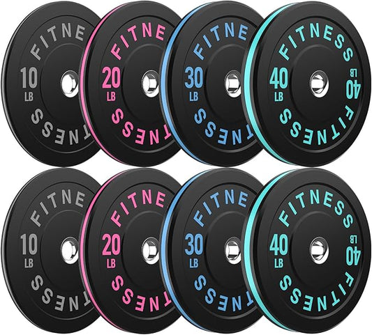Bumper Plates 2 - Inch Olympic Weight Plate Set for Barbell, 10-55 lb Rubber Weights Sets for Home Gym, Strength Training Plate, Weight Lifting, Black