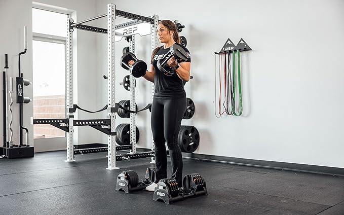 Rep Fitness Quickdraw Adjustable Dumbbells, Multiple weight ranges available including: 5-30, 5-40,5-50 and 5-60 lbs-FlexoryFit