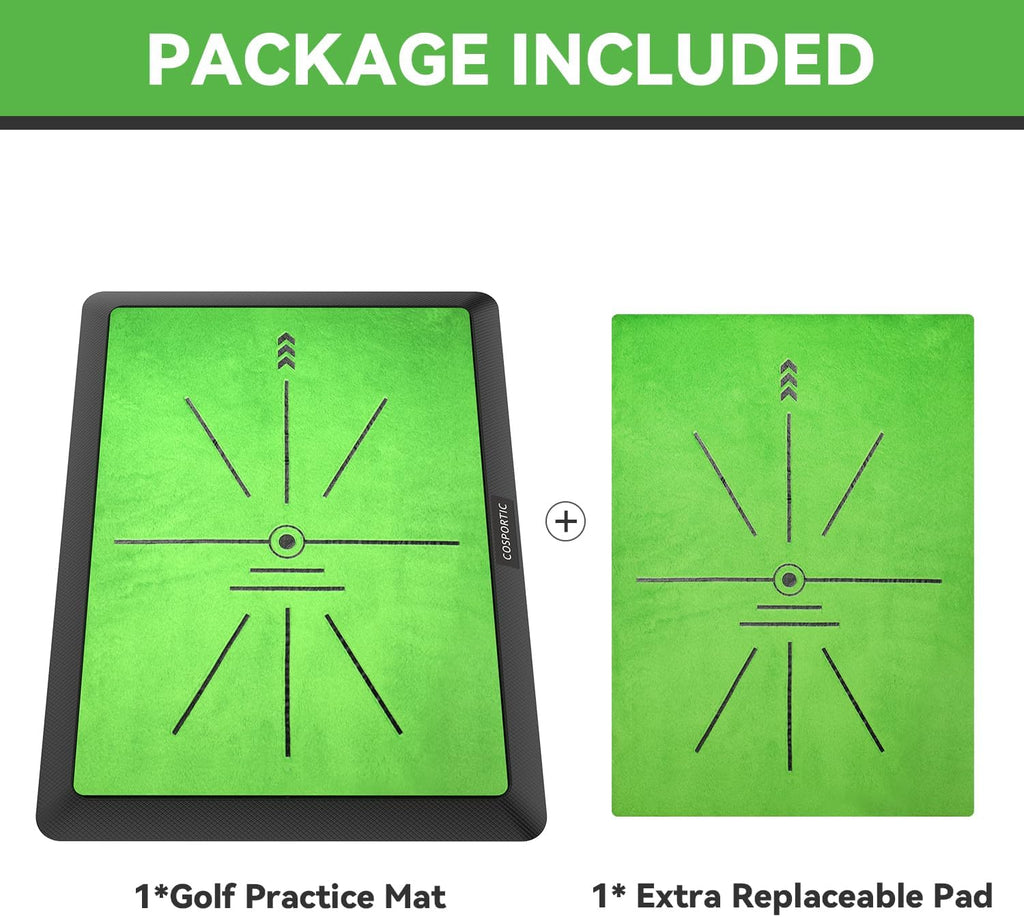 Golf Hitting Mat,Golf Training Mat for Swing Path Feedback Detection Batting, Extra Replaceable Golf Practice Mat 16"x12", Golf Gifts for Men Women for Home Indoor Outdoor