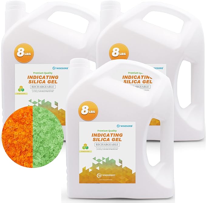Silica Gel 24LBS, Indicating Silica Beads (Orange to Green), Reusable Silica Gel Desiccant Dehumidifier