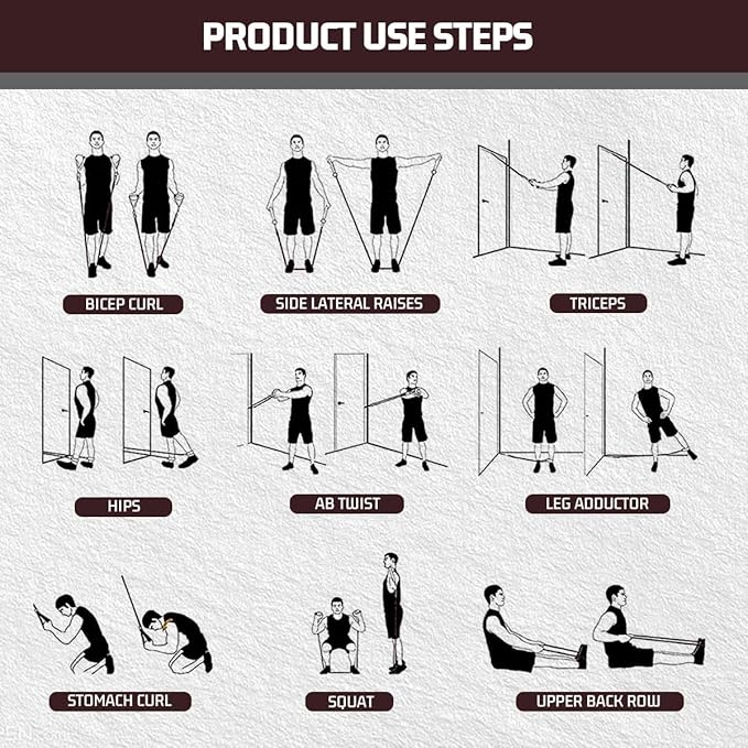 VEICK Resistance Bands, Exercise Bands for Working Out with Handles, Elastic Workout Bands for Men Women, Exercising Bands for Strength Training Equipment at Home Gym-FlexoryFit