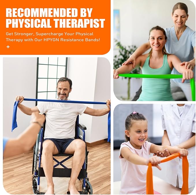 Resistance Bands, Exercise Bands, Physical Therapy Bands for Strength Training, Yoga, Pilates, Stretch Elastic Band with Different Strengths, Workout Bands for Home Gym-FlexoryFit