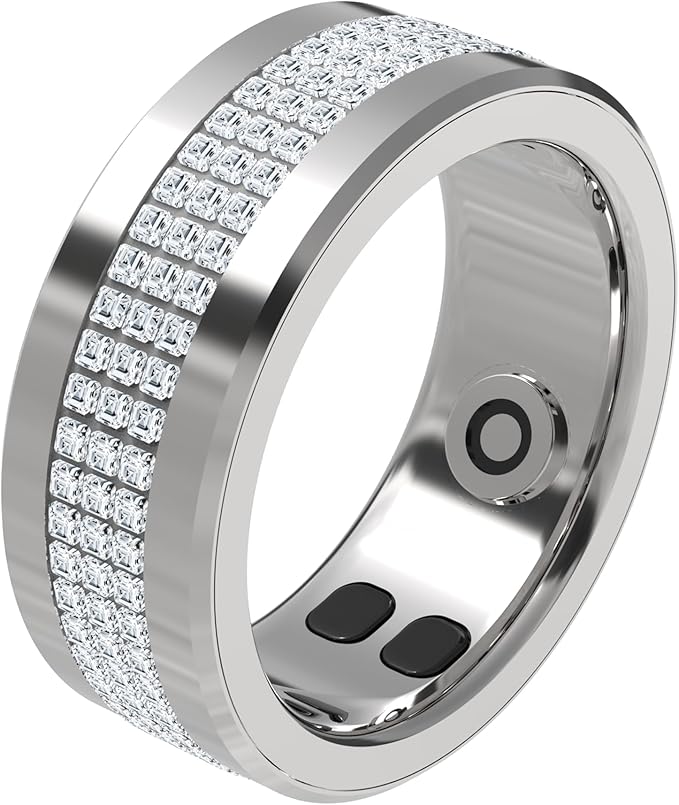 Jewels Smart Ring Health Tracker 18.2mm, 5 Days Working Time, Sports Mode, Sleep Monitor, Heart Rate, Calorie Counter, Blood Oxygen – Silver-FlexoryFit