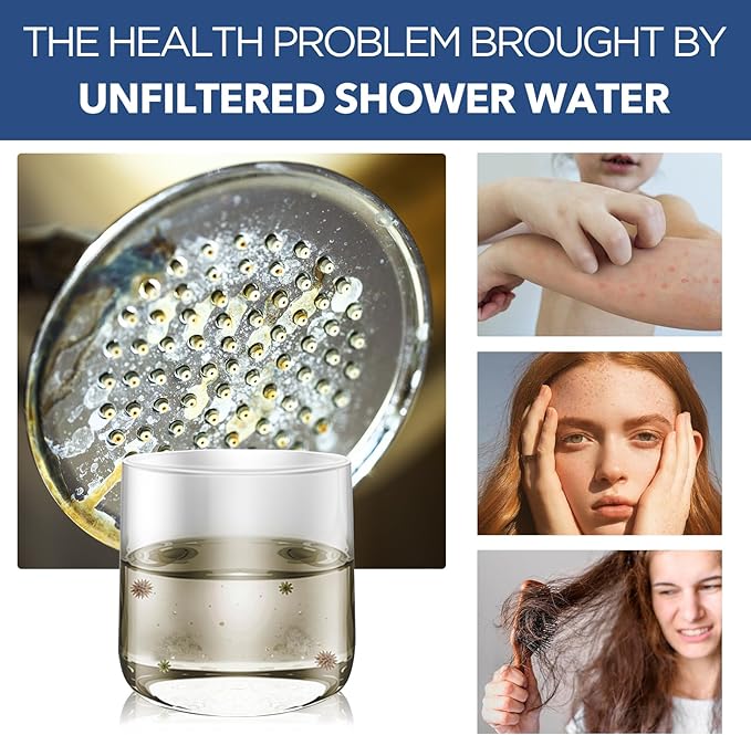 Filtered Shower Head with 5 Modes, HOPOPRO High Pressure Showerhead with Filter, 2-In-1 Fixed Showerhead Filter for Hard Water, Remove 99% Chlorine, Improves Skin Hair Condition (4 Inch BN)