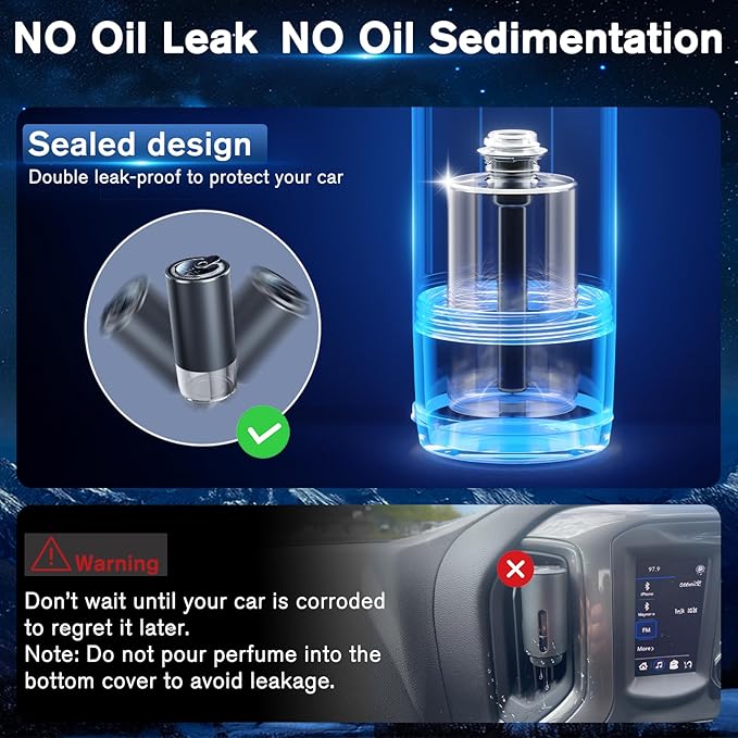 Smart Car Air Freshener with Starry Sky Projection, 50ml Perfume Air Fresheners Diffuser 6 Months Long-Lasting Fragrance for Car, RGB Music-Sync Lights, Auto On/Off Intelligent, 3 Modes, Ocean Scent