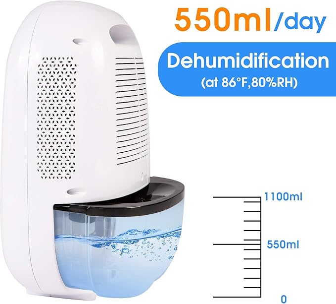 Dehumidifier for Home with LCD Display 37oz(1100ml) Small Ultra Quiet Portable Dehumidifier with Auto Shut-off,Up to 430 Sq.ft for Basements Bedroom Bathroom Garage Wardrobe RV