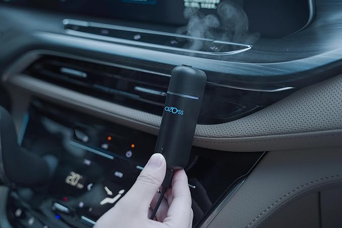 Smart Car Air Freshener Diffuser, Waterless Essential Oil Diffuser with Auto Sensor, 6 Refill Scents, Rechargeable Vent Clip Fragrance for Car & Home, Black