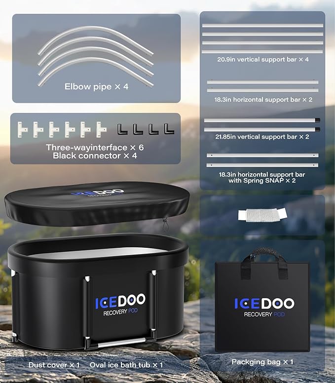 Upgrade XL 139 Gal Large Oval Ice Bath Tub for Athletes,Multiple Layered Portable Outdoor Cold Plunge Tub for Recovery,Cold Plunge for Family - Foldable Bathtubs for Gyms,Indoor,Outdoor use.