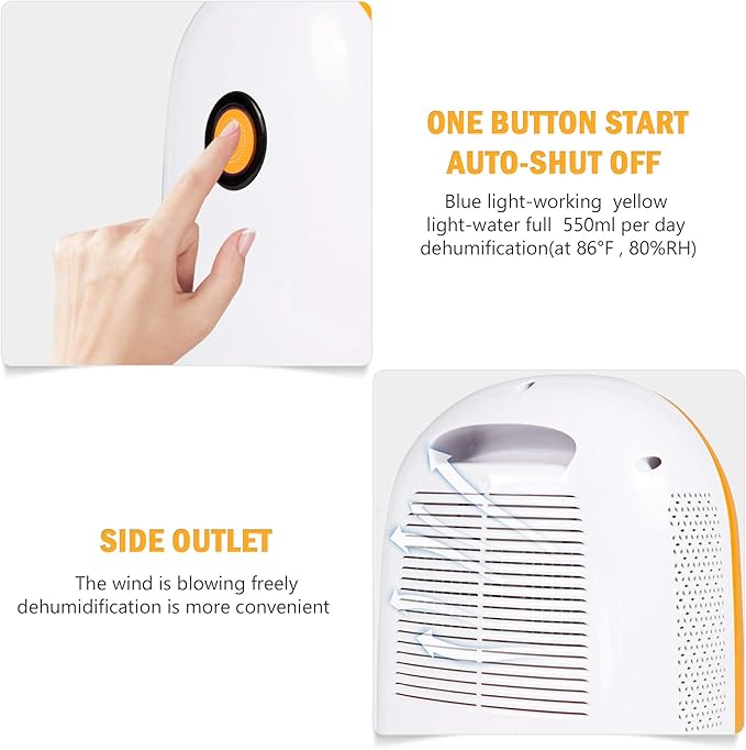 Dehumidifier for Home Basement, 430 Sq.ft Small Portable Quiet Dehumidifier with Auto Shut-off,1100ml Water Tank for Bedroom Bathroom Closet RV