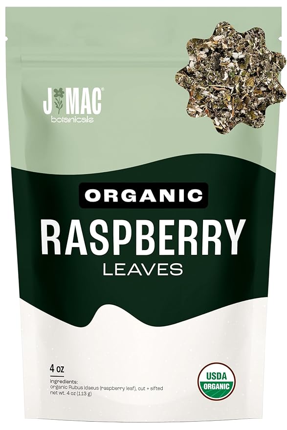 J Mac Botanicals Organic Raspberry Leaves, loose leaf tea 4 ounce-FlexoryFit