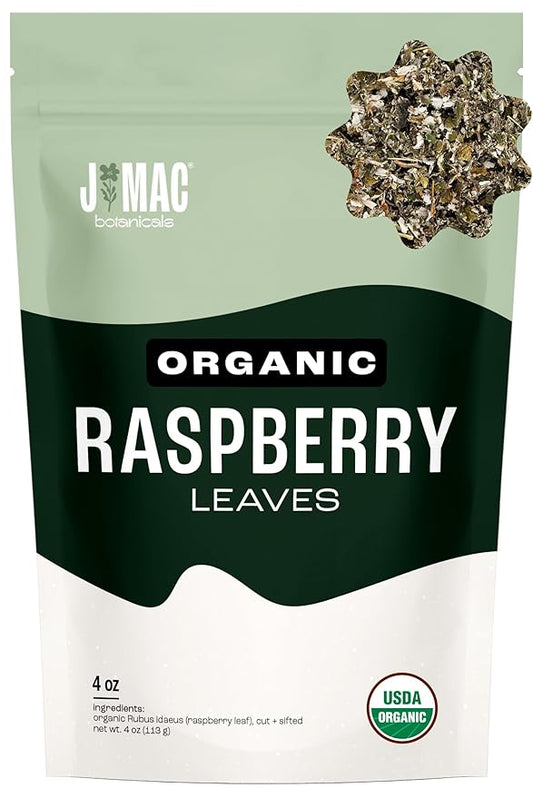 J Mac Botanicals Organic Raspberry Leaves, loose leaf tea 4 ounce-FlexoryFit