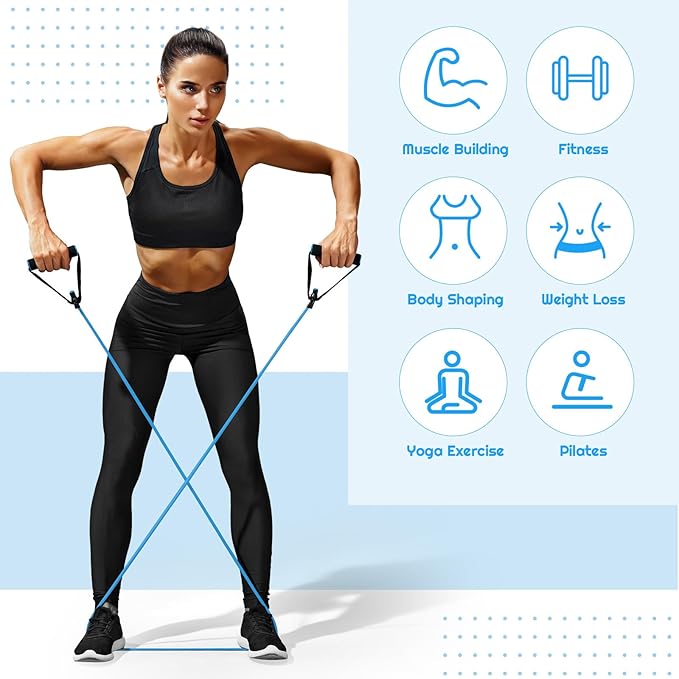 6 Pcs Fitness Resistance Exercise Bands 6 Tube Pedal Puller Resistance Band Set for Women Weight Loss Thigh Training Workout Equipment Elastic Arms Abdomen Shoulder Waist Leg Beginners Yoga-FlexoryFit