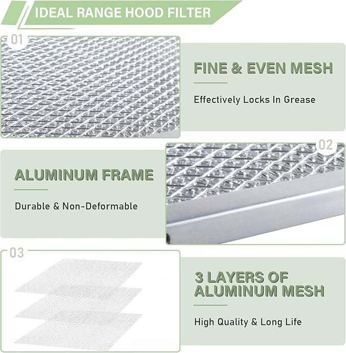 BPS1FA30 Range Hood Grease Filter 11-3/4" x 14-1/4" x 3/8" Compatible with Broan QS1 Nutone Allure WS1 QS2 30" Range Hood, Replaces 99010299 S99010299 S99010305 AP3378953 (4 Pack)