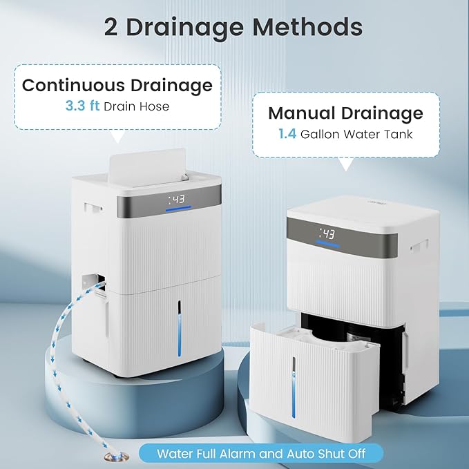 COSTWAY 5500 Sq.Ft Dehumidifier for Basement, Home Dehumidifier with Convenient Handle, 1.4 Gallon Tank, Auto Defrost, 24H Timer, 3-Color Indicator, Drain Hose & Wheels for Bathroom, Bedroom (96 pint)