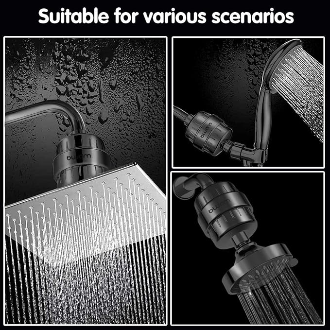 15 Stage Shower Filter Shower Head Filter - Hard Water Filter,Remove Chlorine Heavy Metals and Other Sediments, Vitamin C Water Softener Reduces Dry Itchy Skin,Dandruff (Brushed Nickel)