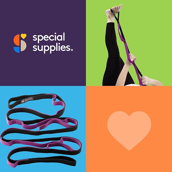 SPECIAL SUPPLIES Yoga Strap for Stretching, Stability Training, Fitness, Flexibility, Physical Therapy, Home Workout Equipment, Strength Training, and Pilates (Purple)-FlexoryFit