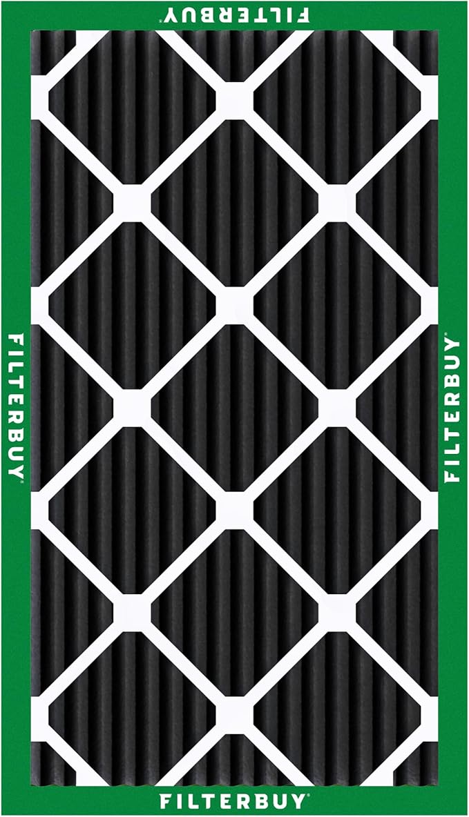 Filterbuy 10x20x1 Air Filter MERV 8 Odor Eliminator (1-Pack), Pleated HVAC AC Furnace Air Filters Replacement with Activated Carbon (Actual Size: 9.50 x 19.50 x 0.75 Inches)