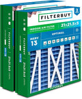 Filterbuy 21x21.5x5 Air Filter MERV 13 Optimal Defense (2-Pack), Pleated HVAC AC Furnace Air Filters Replacement for Trane Perfect Fit & American Standard (Actual Size: 20.00 x 21.09 x 4.97 Inches)