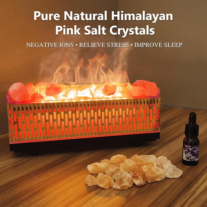 Essential Oil Diffuser for Home 200ML, Himalayan Salt Lamp Diffuser Aromatherapy Diffuser with Ultrasonic Humidifier 7 LED Colors 2 Timing Modes Auto Off Diffuser for Spa,Yoga,Office