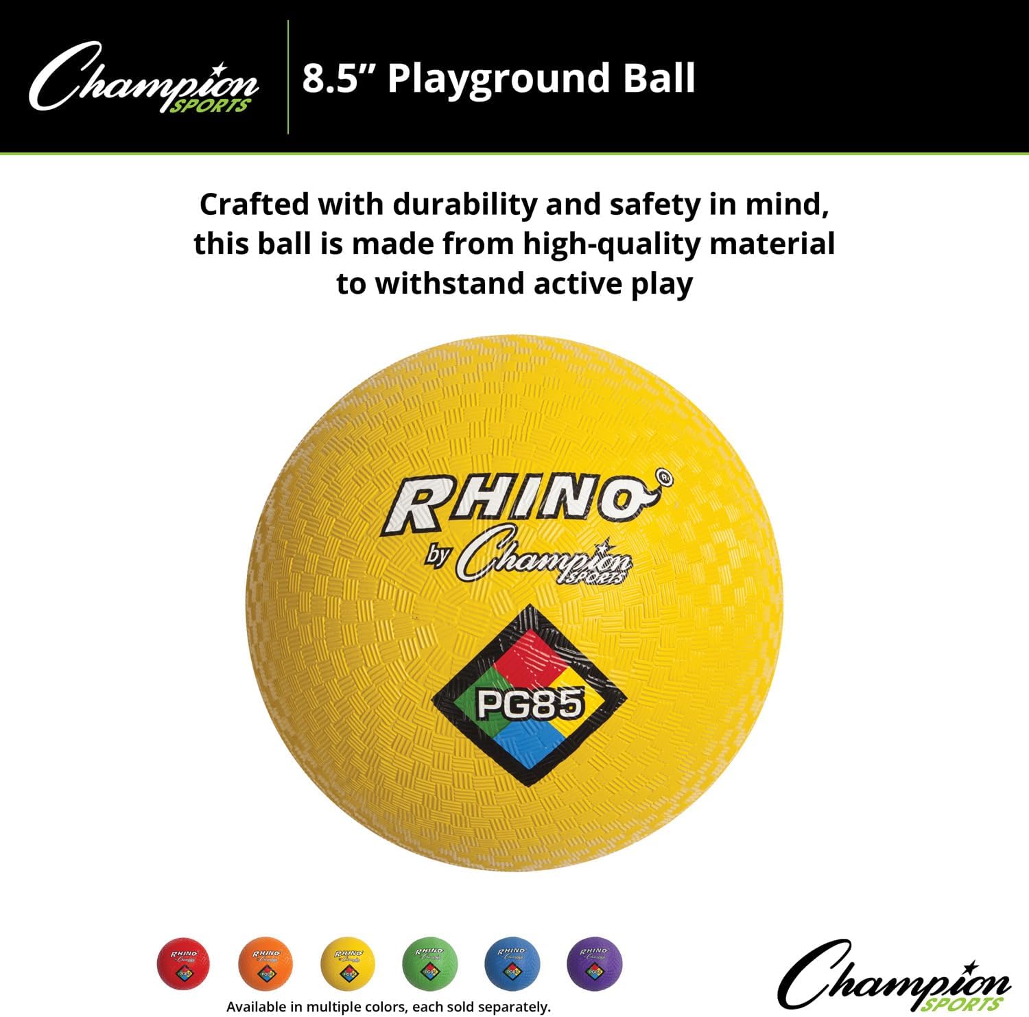 Champion Sports Playground Balls – Single Balls & Sets, Multiple Colors, Durable Nylon-Wound Construction for Kickball & Indoor/Outdoor Play