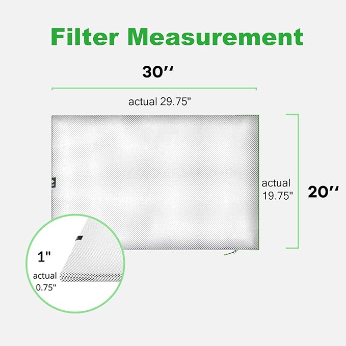 20x30x1 Air filter, Washable and Reusable Air Filter 20x30x1 for AC HVAC Furnace, MERV 8 Air Filters Machine Washable & Dryer Friendly, AC Furnace Air Filter