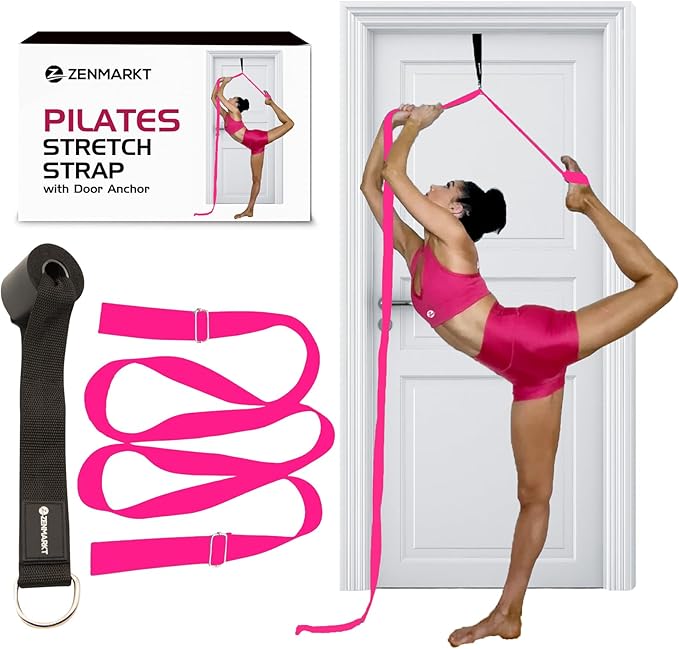 Pilates Stretching Strap with Door Anchor - Flexibility Equipment for Pilates Practitioners - Ideal for Improving Leg Flexibility, Core Stability, and Posture Alignment at Home-FlexoryFit
