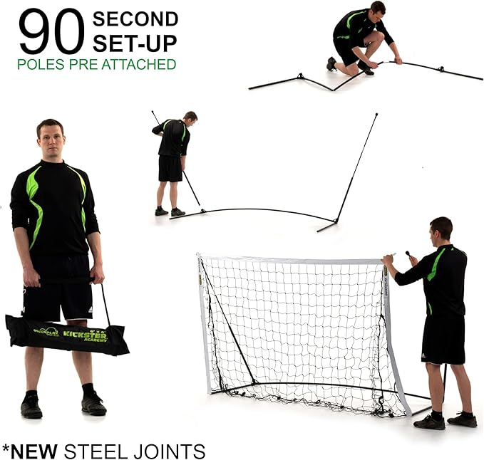 QUICKPLAY Kickster Soccer Goal Range – Ultra Portable | Quick and Easy Set Up | Includes Net and Carry Bag | Available in 7 Sizes | Backyard Soccer Net for Kids & Adults [Single Goal]