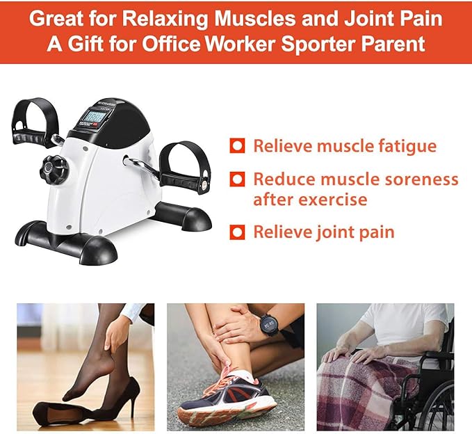 Under Desk Bike Pedal Exerciser Portable Home Exercise Bike Pedal Exerciser Foot Peddler Portable Therapy Bicycle Leg Peddler Portable Mini Cycle Bike for Hands Arm Trainer-FlexoryFit