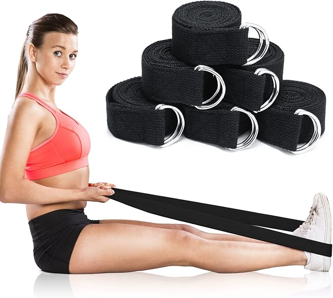 6 Pcs Yoga Strap for Stretching 8 Ft Yoga Exercise Adjustable Straps Bands with Safe Adjustable D Ring Buckle for Pilates Gym Workouts Fitness Improves Sitting Posture-FlexoryFit