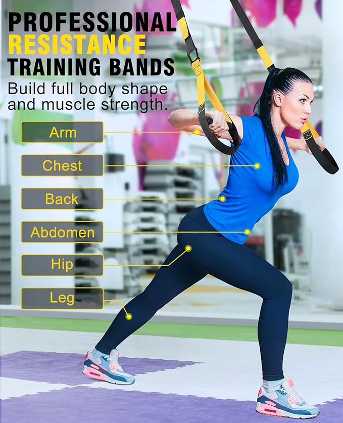 Home Resistance Training Kit, Resistance Trainer Fitness Straps for Full Body Workout, Bodyweight Resistance Bands with Handles, Door Anchor, Heavy Duty Exercise Bands for Home Gym Workout Equipment-FlexoryFit