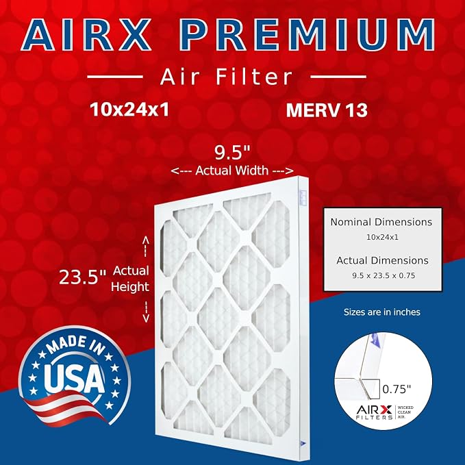 AIRX FILTERS WICKED CLEAN AIR. 10x24x1 Air Filter MERV 13 Electrostatic Pleated - Image 2