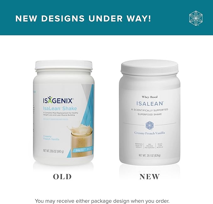 IsaLean Protein Shake - Complete Superfood Meal Replacement for Maintaining Healthy Weight and Lean Muscle Growth with 24 Vitamins and Minerals - 28.6 oz - 14 Meal Canister (Creamy French Vanilla)-FlexoryFit