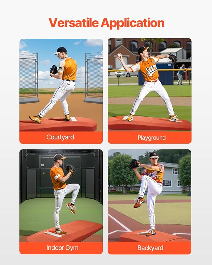 VEVOR Pitching Mound, Baseball Game Mound, Indoor/Outdoor Pitching Practice and Training Equipment, Softball Pitching Aids with Antifade Turf and Pitching Rubber-FlexoryFit
