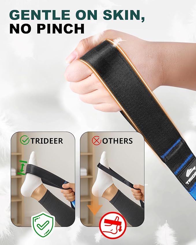 Trideer Stretching Strap for Physical Therapy, Non-Elastic Yoga Straps for Stretching with 10 Loops, Durable Nylon Stretch Bands for Exercise, Pilates, Gymnastics, Leg Stretcher with Guidance and Drawstring Bag-FlexoryFit